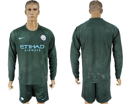 Manchester City Blank Sec Away Long Sleeves Soccer Club Jersey